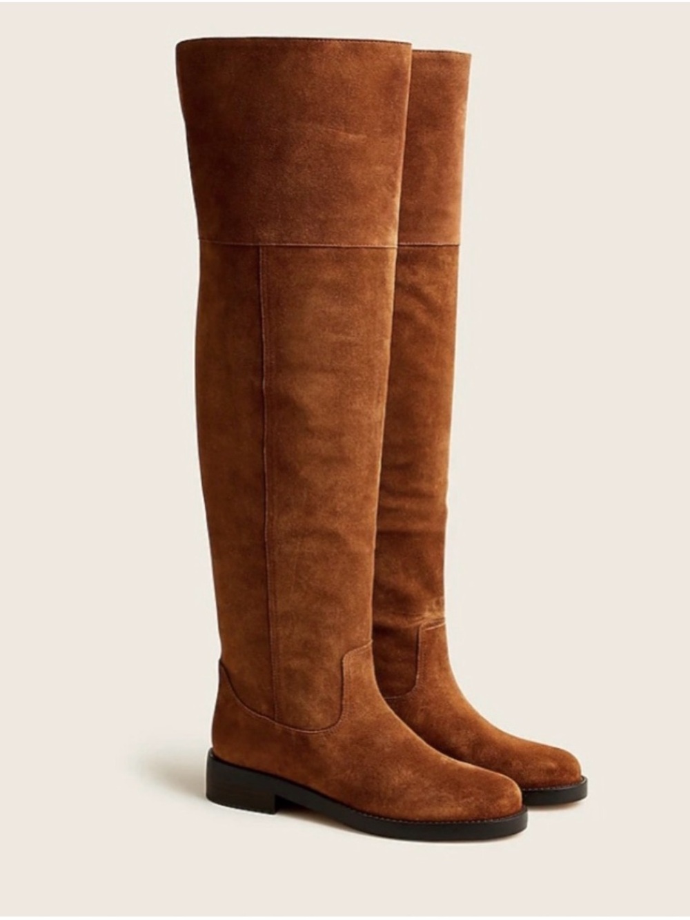 J.Crew New Stevie Over the Knee Suede Boots Camel Tan Leather Size 7.5